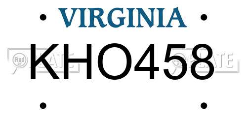 KHO458 Virginia License Plate