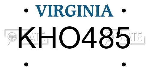 KHO485 Virginia License Plate