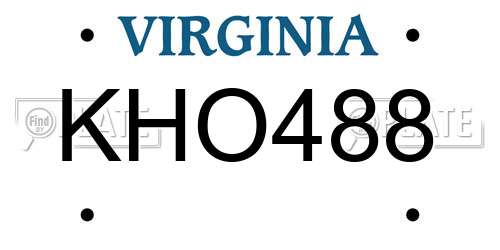 KHO488 Virginia License Plate