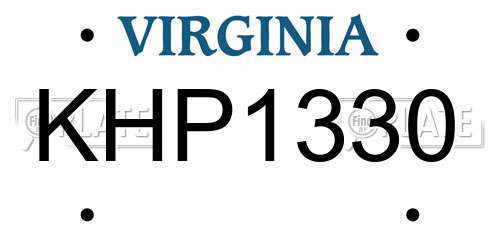 KHP1330 Virginia License Plate
