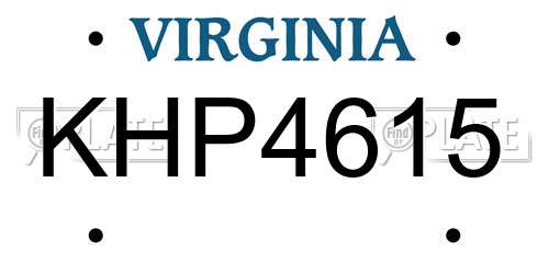 KHP4615 Virginia License Plate