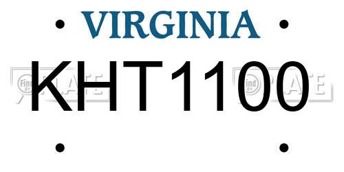 KHT1100 Virginia License Plate