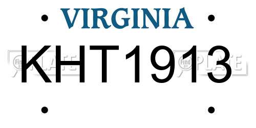 KHT1913 Virginia License Plate