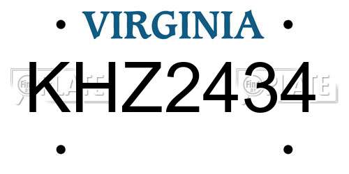 KHZ2434 Virginia License Plate