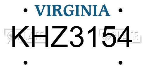KHZ3154 Virginia License Plate