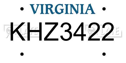 KHZ3422 Virginia License Plate