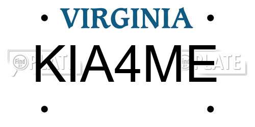 KIA4ME Virginia License Plate
