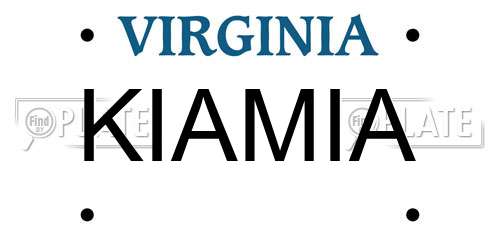 KIAMIA Virginia License Plate