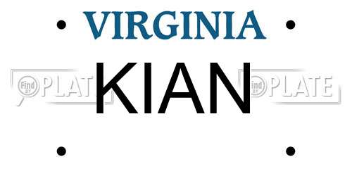 KIAN Virginia License Plate