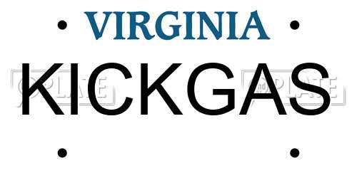 KICKGAS Virginia License Plate