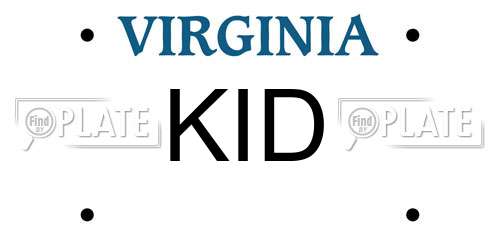 KID Virginia License Plate