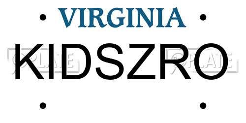 KIDSZRO Virginia License Plate