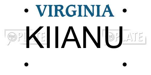 KIIANU Virginia License Plate
