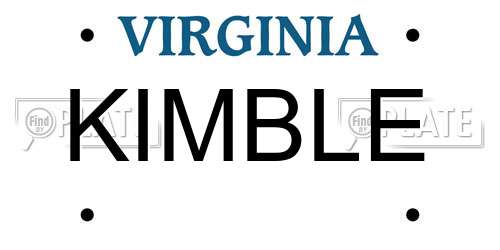 KIMBLE Virginia License Plate