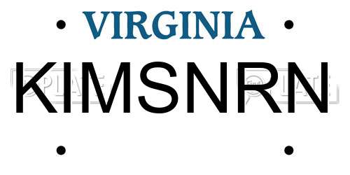 KIMSNRN Virginia License Plate