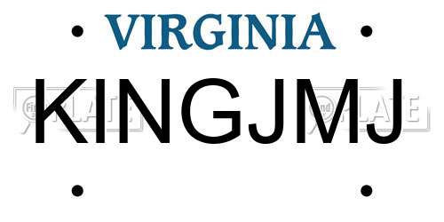 KINGJMJ Virginia License Plate