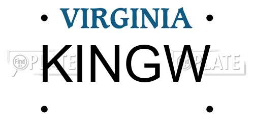KINGW Virginia License Plate