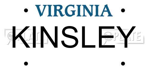 KINSLEY Virginia License Plate