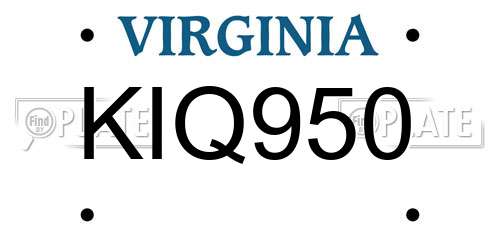 KIQ950 Virginia License Plate
