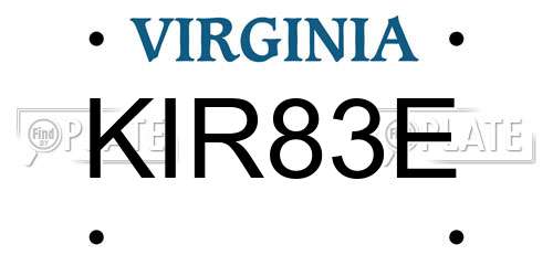 KIR83E Virginia License Plate