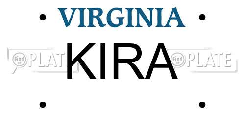 KIRA Virginia License Plate