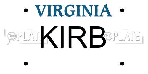 KIRB Virginia License Plate
