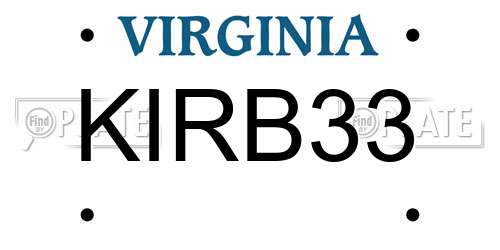 KIRB33 Virginia License Plate