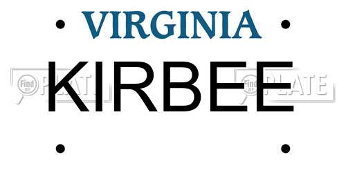 KIRBEE Virginia License Plate