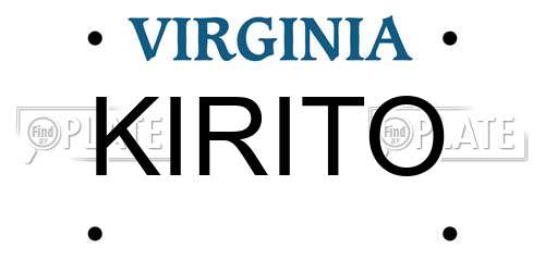 KIRITO Virginia License Plate
