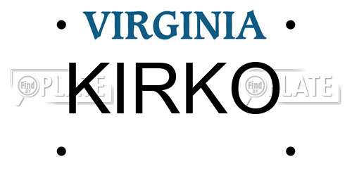 KIRKO Virginia License Plate