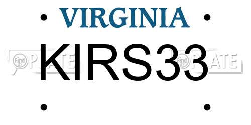 KIRS33 Virginia License Plate