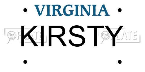 KIRSTY Virginia License Plate