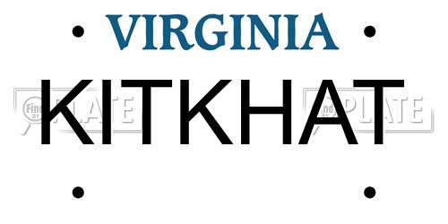 KITKHAT Virginia License Plate