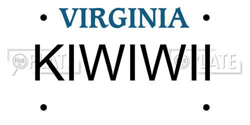 KIWIWII Virginia License Plate