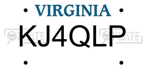 KJ4QLP Virginia License Plate