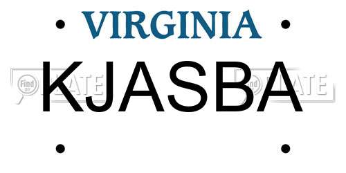 KJASBA Virginia License Plate