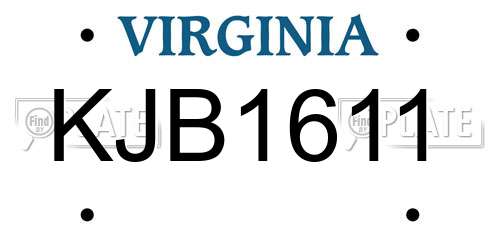 KJB1611 Virginia License Plate
