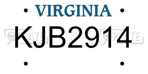 KJB2914 Virginia License Plate