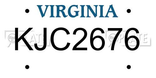 KJC2676 Virginia License Plate