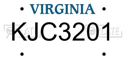 KJC3201 Virginia License Plate