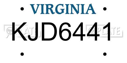 KJD6441 Virginia License Plate
