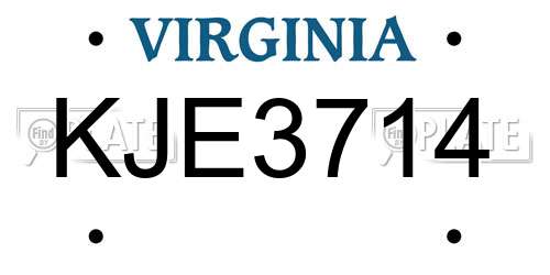 KJE3714 Virginia License Plate