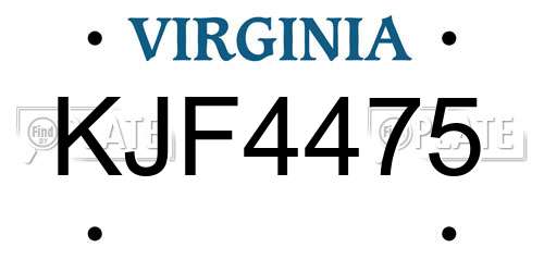 KJF4475 Virginia License Plate