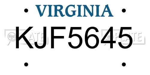 KJF5645 Virginia License Plate