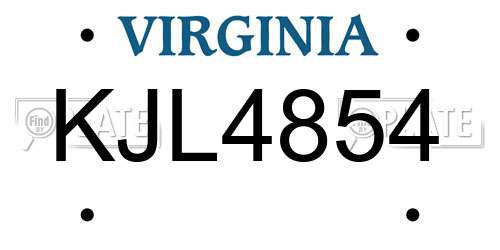 KJL4854 Virginia License Plate