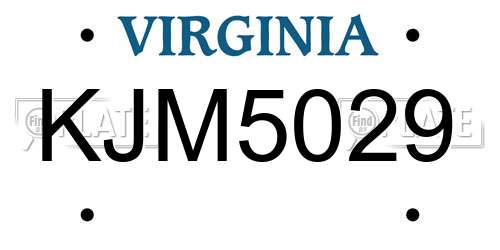 KJM5029 Virginia License Plate