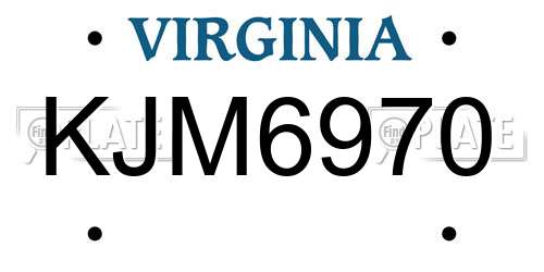 KJM6970 Virginia License Plate