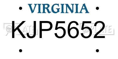 KJP5652 Virginia License Plate