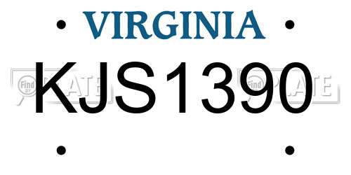 KJS1390 Virginia License Plate