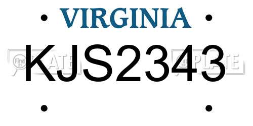 KJS2343 Virginia License Plate
